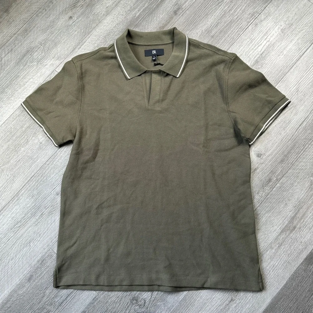 Banana Republic Olive Green Piped Polo Shirt Men's Large NWT